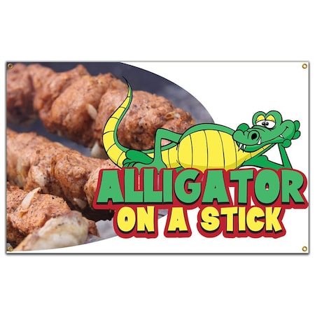 Signmission Alligator On A Stick Banner Concession Stand Food Truck Single Sided B-Alligator On A Stick19